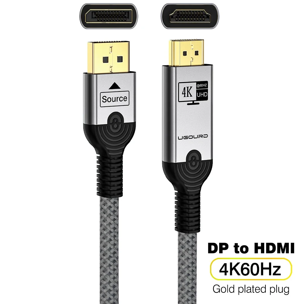 DP naar HDMI-compatibele kabel 4K 60Hz 4K30Hz DisplayPort naar HDMI-adapter Video Audio Synchrone uitvoer voor pc-projector Laptop TV