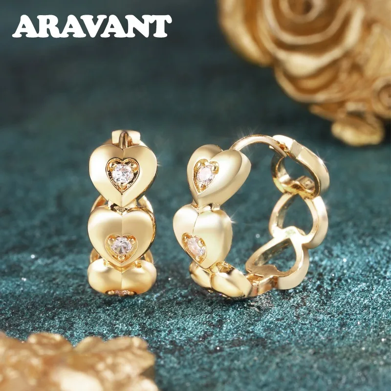 ARAVANT 925 Silver 18K Gold 20MM Heart Hoop Earring For Women Fashion Jewelry