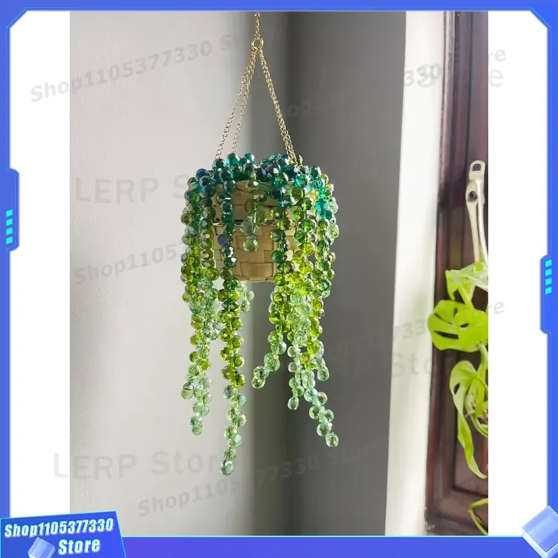 Custom Handmade Glass Sun Catcher Beaded Succulent Pendant Eco Friendly Window Decoration Art Design Hanging Ornament for