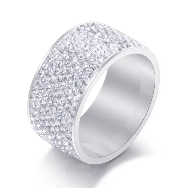 New Fine Jewelry wholesale Crystal from Austrian Classic stainless steel with 8 rows of zircon rings Fit Women and Men