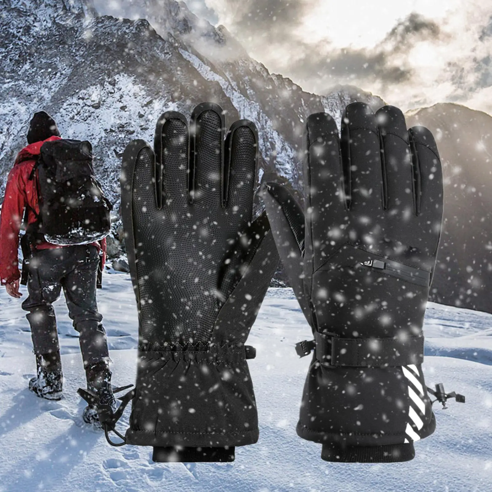 قفازات الثلج للرجال قفازات الصيد الدافئة لمس مقاوم للماء قفازات مقاومة للرياح للطقس القصوى الشتاء العمل في الهواء الطلق الجري