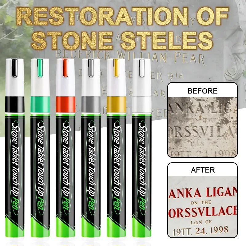 Tombstone Inscription Restoration Pen Oil Based Quick Dry Weatherproof Touch Up Paint Pen For Granite Marble Stone