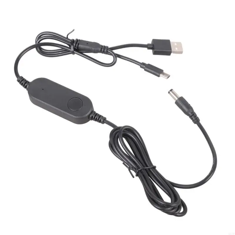 462E 5.2ft DC5521 Converter Cord USB+Type C Input DC5.5x2.1mm 12V Output Power Delivery Wire Line Travel Essential Use