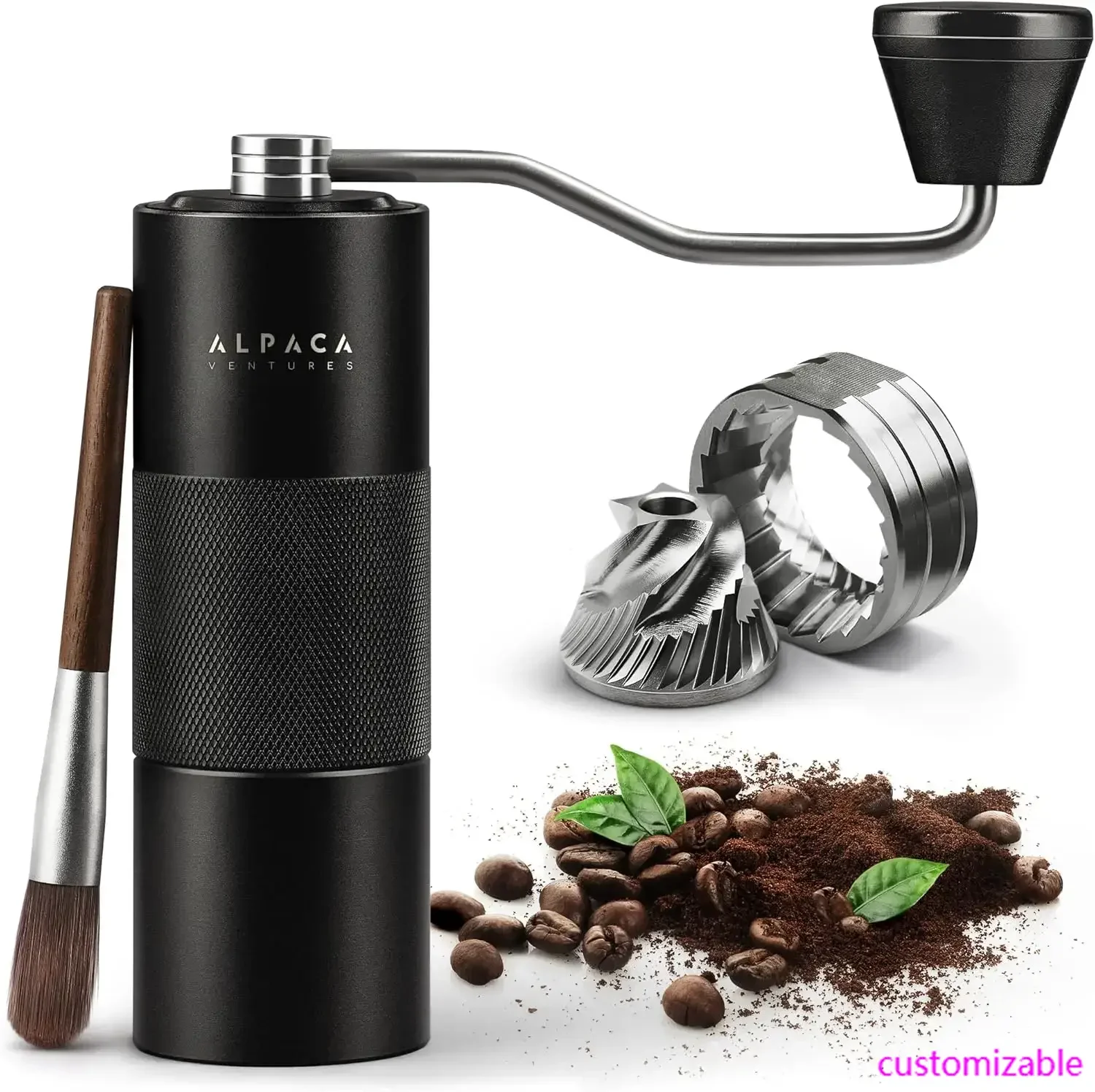 

Manual Coffee Grinder Stainless Steel Conical Burr Coffee Grinder Manual with Adjustable Setting Double Bearing Hand Espresso