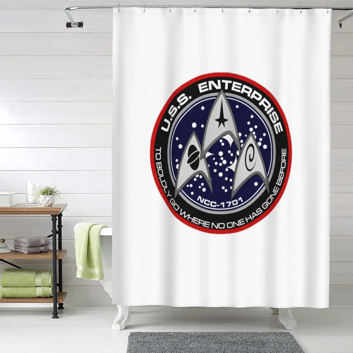 

Star Treks Science Fiction TV Series Shower Curtain Bathroom Polyester Waterproof Bath Curtains with Hooks
