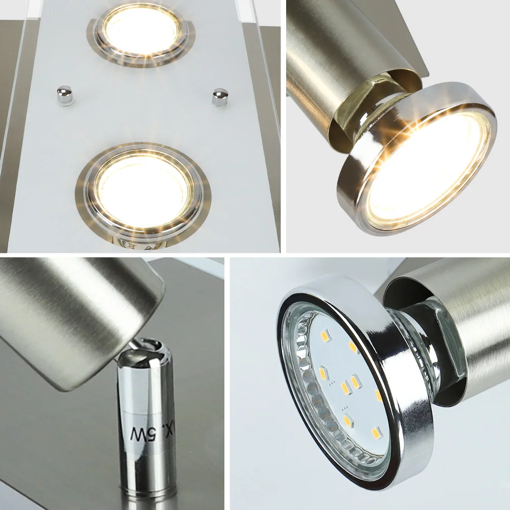 Depuley 4-light LED Track Light Ceiling Spotlight Directional Adjustable Multi-Head Flush Mount Ceiling Light GU10 Bulb for Bath