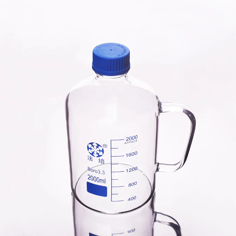 

Reagent bottle,With blue screw cover,Borosilicate glass handle,Capacity 2000mL,GL45mm Graduation Sample Vials Plastic Lid