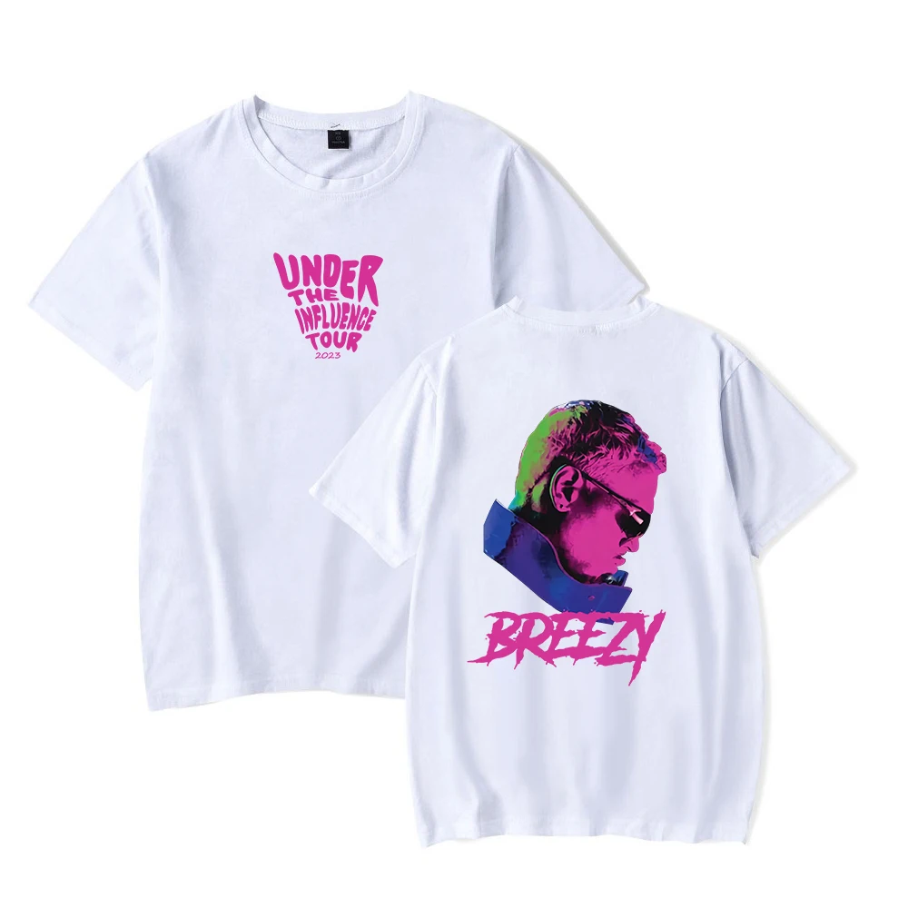 Chris Brown Merch Under The Influence Tour Breezy T-shirt Crewneck Short Sleeve Tee Harajuku Streetwear Women Men's Clothes