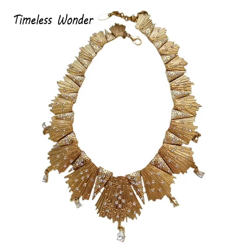 Timeless Wonder Fancy Zircon Geo Statement Necklaces for Women Designer Jewelry Runway Trendy Party Rare Sweet Top Set 3628