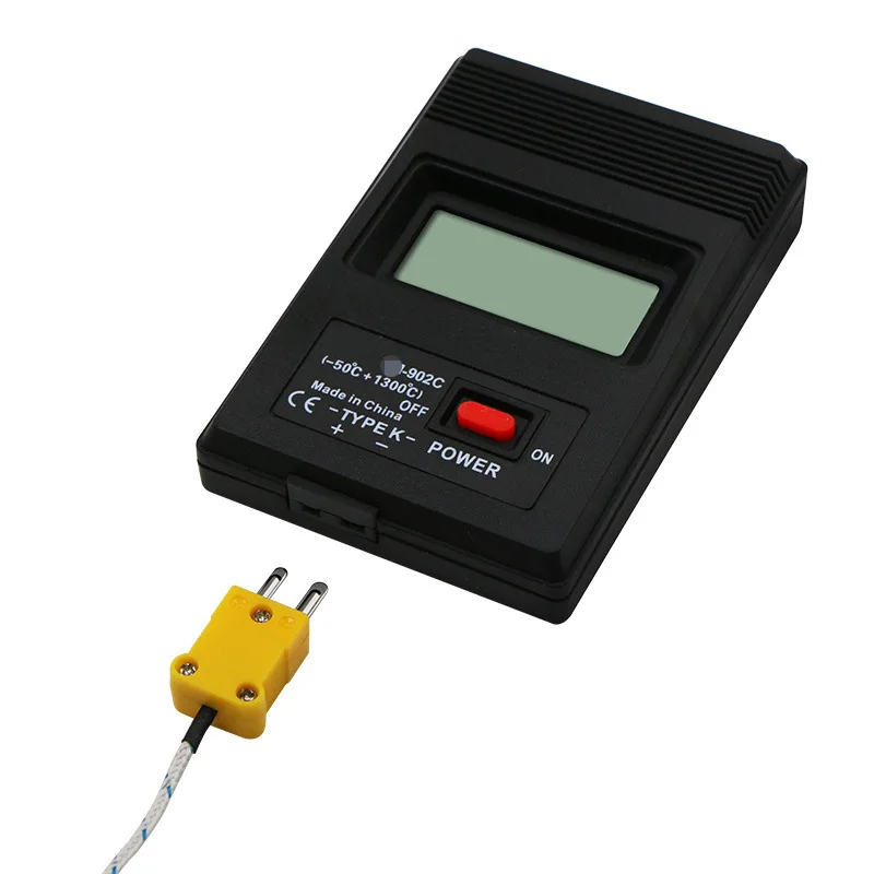 Imagem -02 - tipo Digital Lcd Detector de Temperatura Termômetro Medidor Termodetector Industrial Sonda Termopar Tm-902c Preto k