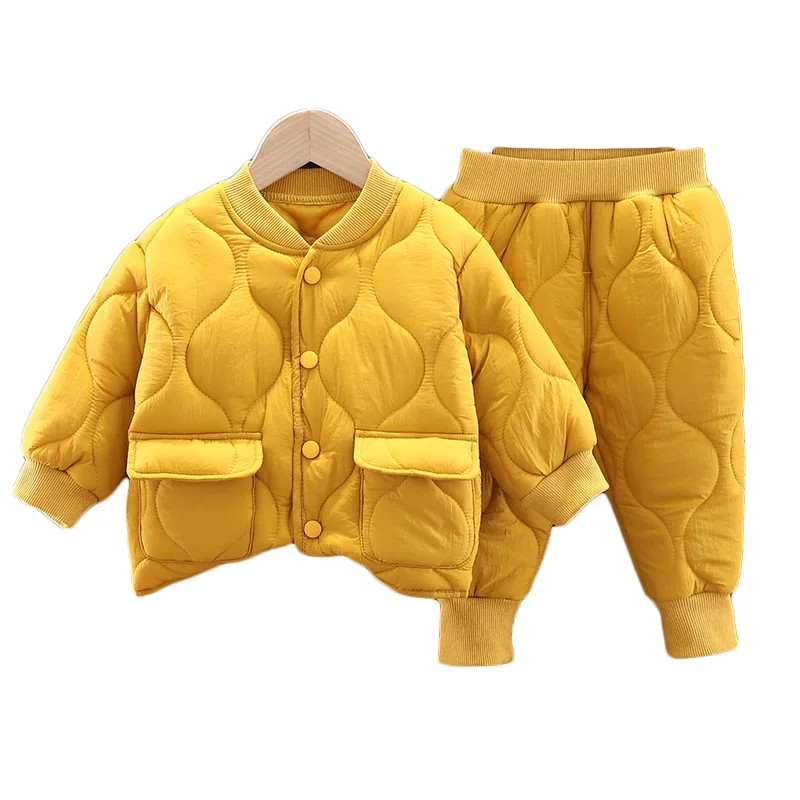 Winter Kids Boys Girls Sets Cotton Children Warm Tracksuit Clothing Toddler Sportsuit Solid Outfits 1-5 Years Baby Suits