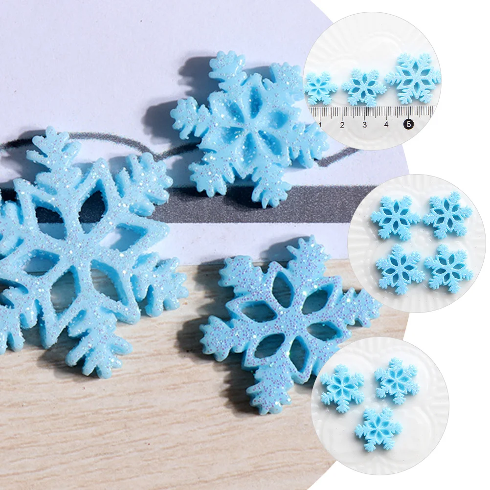 

50Pcs Mini Snowflake Ornament Resin Xmas Decor DIY Christmas Embellishments Craft Charms for Home Wall Card Hat Decoration