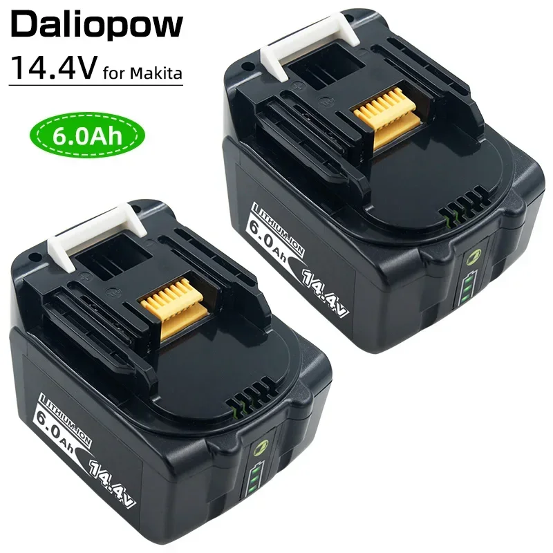 2PCS 14.4V 6Ah Li-ion Replacement Rechargeable Battery for Makita Power Tools  BL1440 BL1430 BL1460 BDF343 TD130D BDF441Z BHP440