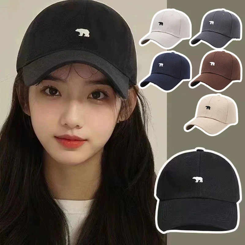 1Piece Baseball Cap New Spring Summer Solid Sunhat Embroidered Polar Bear Men Women Cotton Snapback Caps Mountaineering Hat