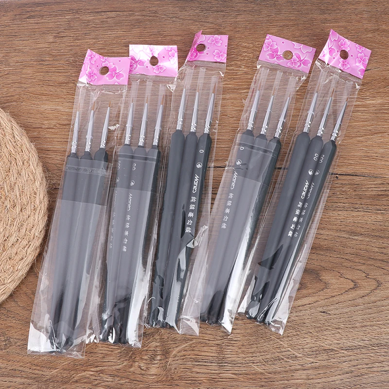 3Pcs Miniature Paint Detail Brush 0/ 00/ 000 Professional Fine Detailing For Art Supplies Drawing Art Pen Paint Brush