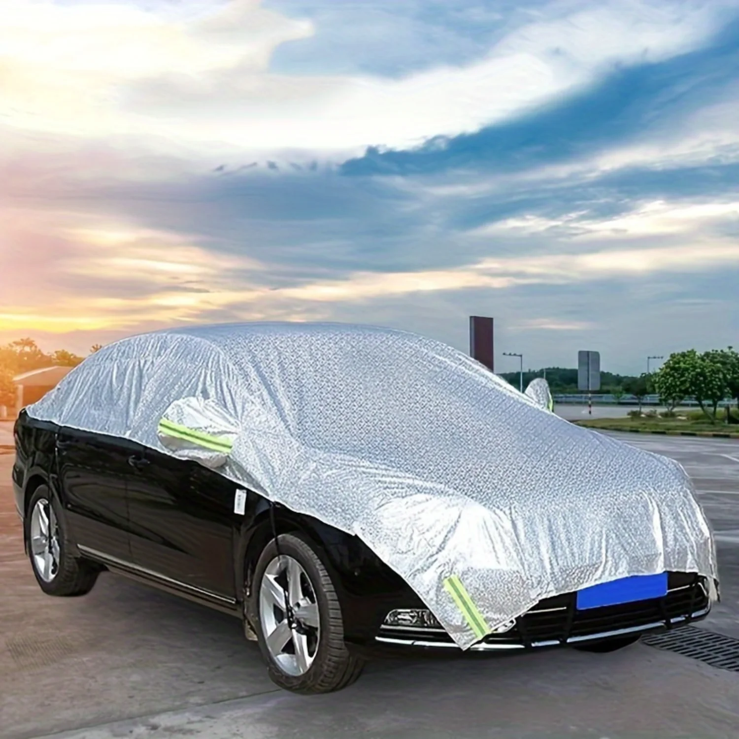 1pc SUV Sedan Summer Car Cover Half Cover Aluminum Mold Sun Protection And Rainproof Car Sunshade Four Seasons Car Cover Car Cov