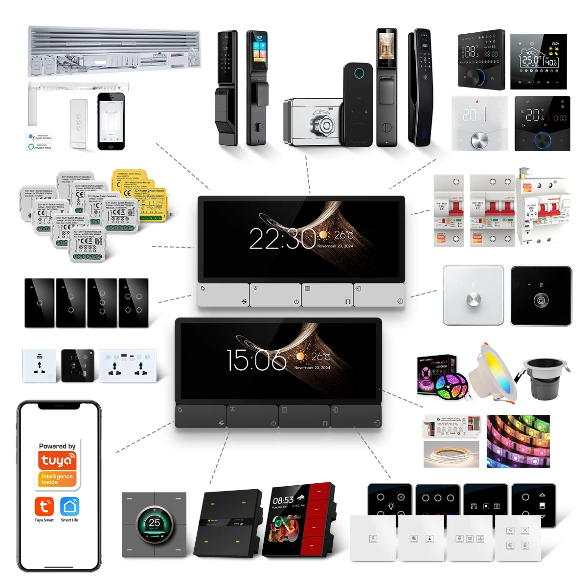 for Tuya Zigbee Smart Home Central Screen, 6.2 Inch Android Strip Design Automation Control Panel 2025 New