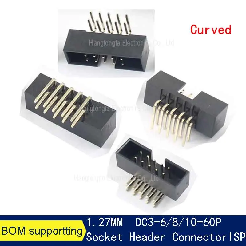 10pcs1.27mm Pitch SMT DC3 Male Connector  ISP Male Double-spaced Straight Box Header IDC Socket 6P 8P 10P 12P 14P 16P 20P 40P