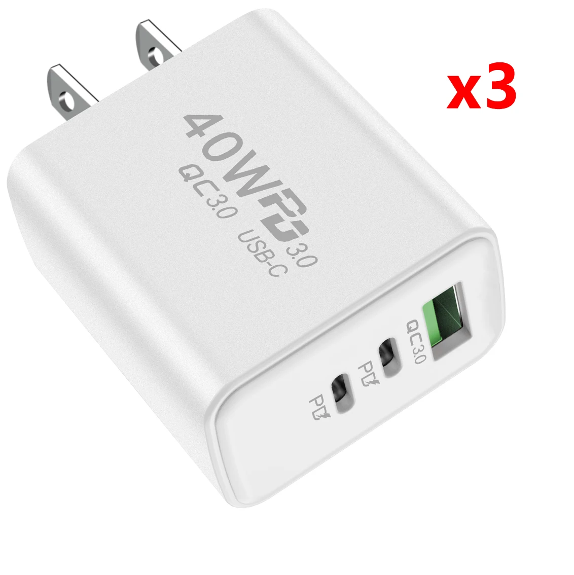 USB-C-Ladegerät, 40 W, Handy, Typ C, PD, schnelles Aufladen, hohe Geschwindigkeit, Schnellladung 3.0, Wandadapter, mehrere Anschlüsse für iPhone Xiaomi