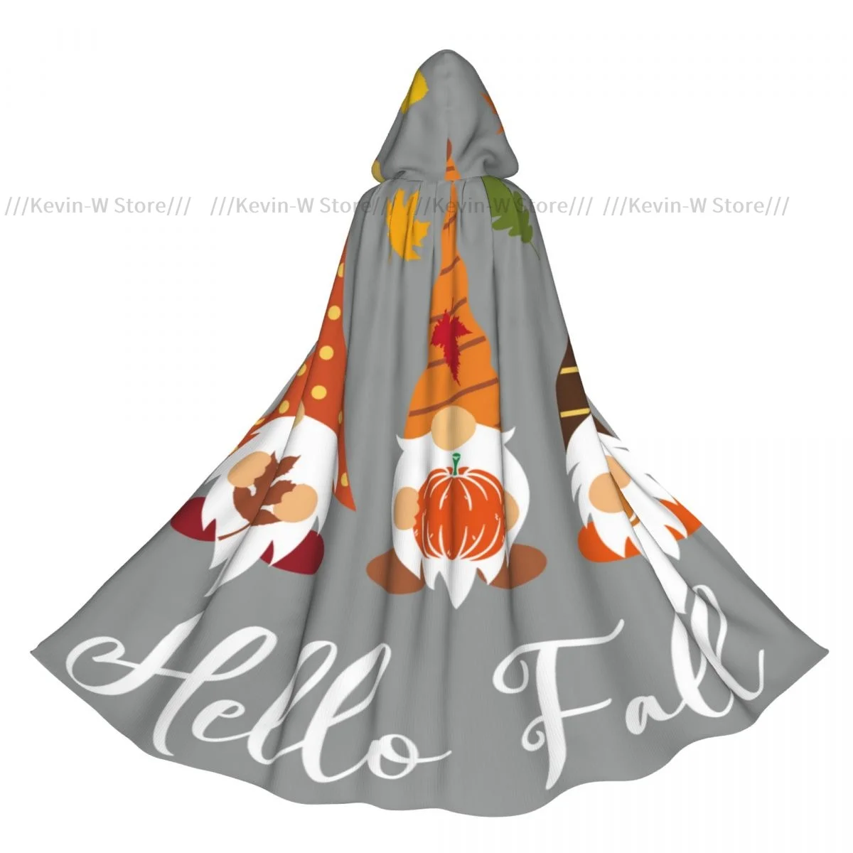 Unisex Adult Hello Fall Gnomes Harvest Illustration Cloak with Hood Long Witch Costume Cosplay