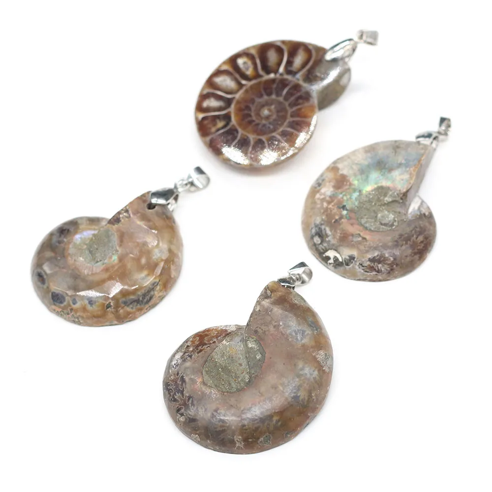 1pc Natural Stone Ammonoid Pendants Retro Charms SSnail Shape Pendants for DIY Jewelry Making Necklace Bracelet Accessories