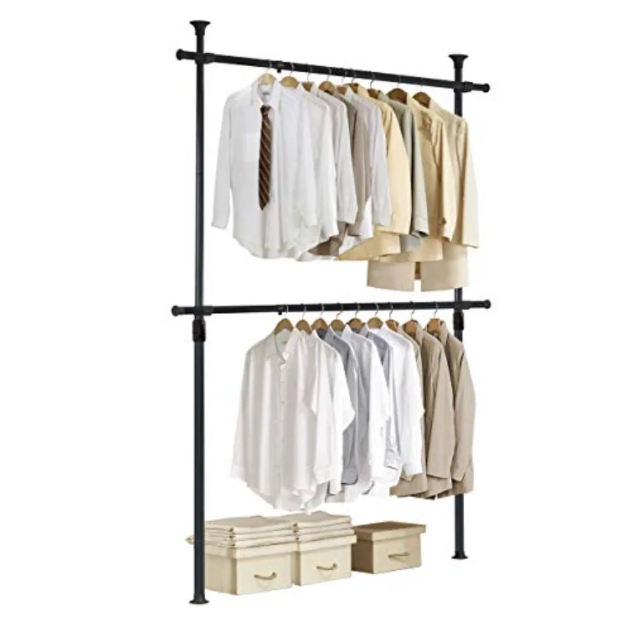 PRINCE HANGER Heavy Duty Adjustable Garment Rack One-Touch System for Easy Assembly 352 LBS Load Capacity Freestanding Metal Wa
