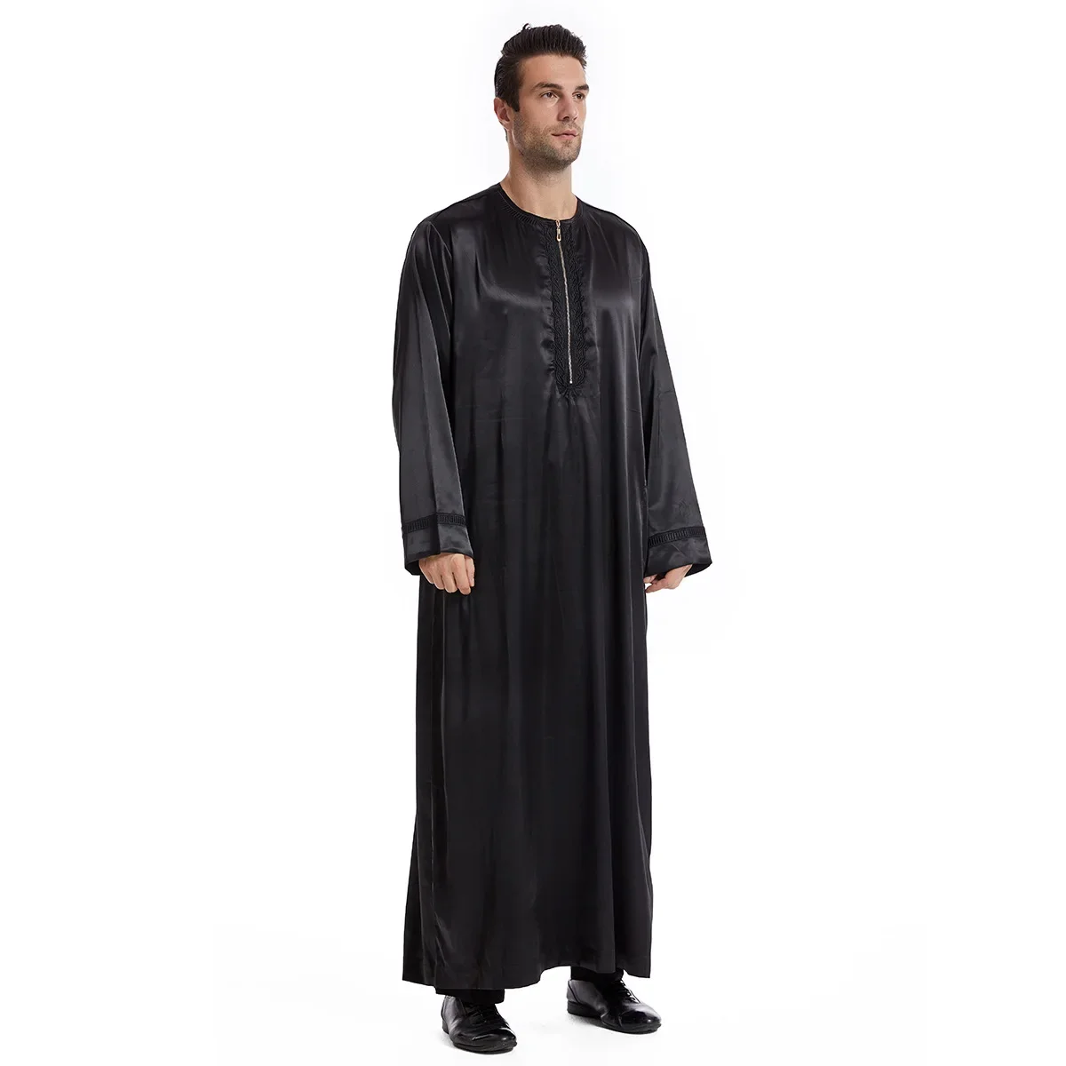 Szaty męskie o Nowym Stylu Pure Color Premium dla Muzułmanów z Bliskiego Wschodu Abaya, Dubaju, ZEA, Etniczne szaty muzułmańskie z Arabii Saudyjskiej S-3XL