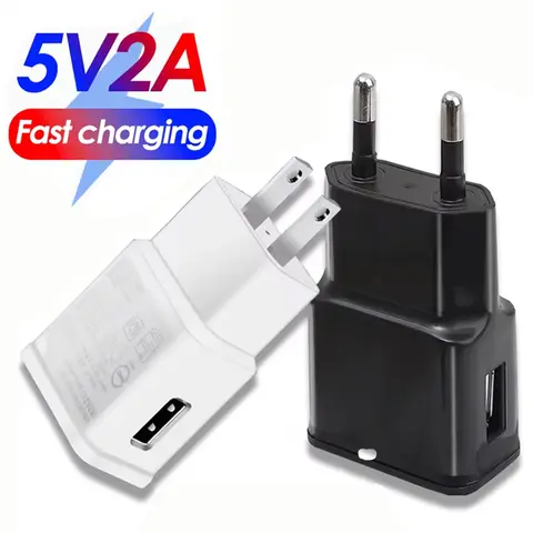 5V 2A 충전기 빠른 충전 여행 벽 빠른 충전 USB 충전기 삼성 Note20 10 9 8 S20 10 S9 8 전원 어댑터 EU 미국 플러그
