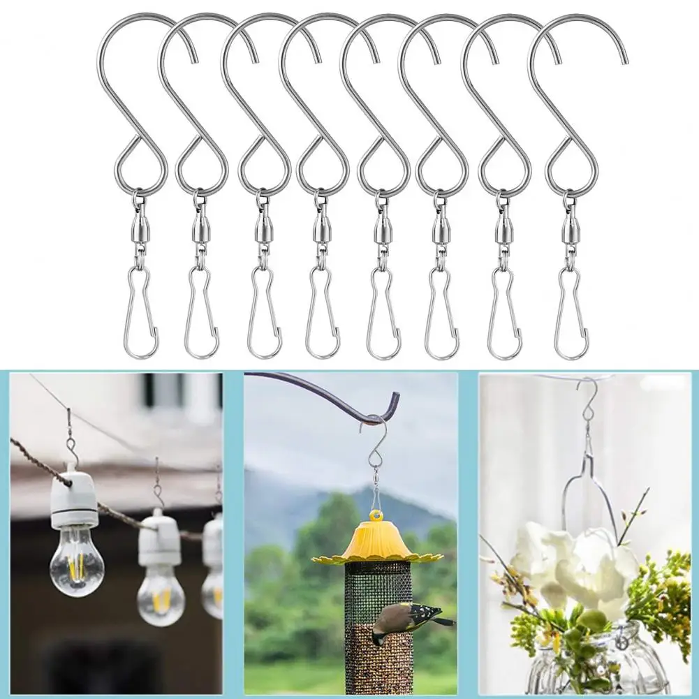 Outdoor Hanging Hook 16 Pcs Heavy Duty S-shaped Hanging Swivel Hooks with Clips Load Bearing Wind Chime Holders Dreamcatcher