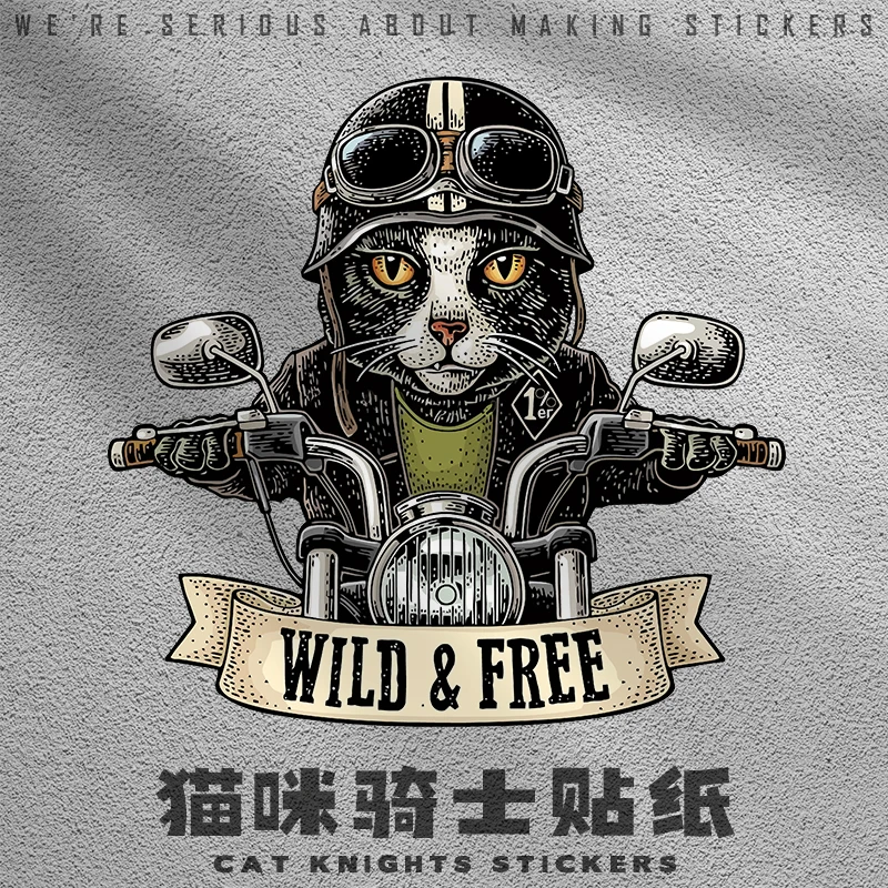 Cat Rider Cat Stickers Funny Motorcycle Body Styling Decoration Reflective Non Fading Decals for Kawasaki NINJA H2R Z800 Z1000