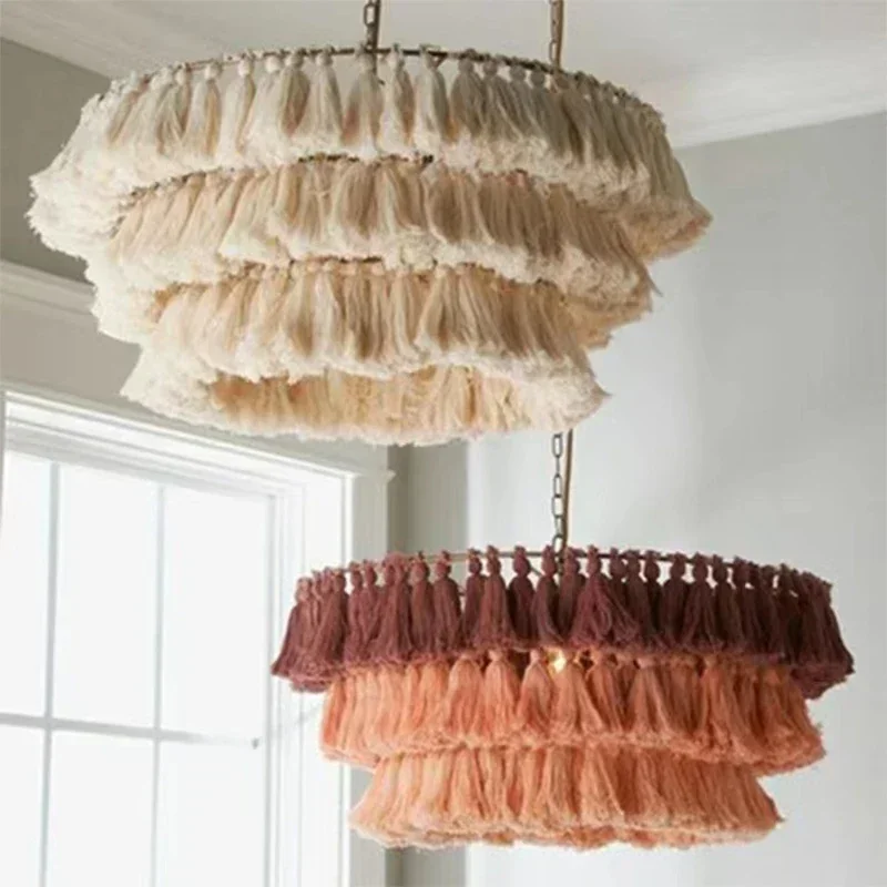 lustre led com tassel boho luzes pingente para restaurante sala de jantar decoracoes home lustre lampadas penduradas 01