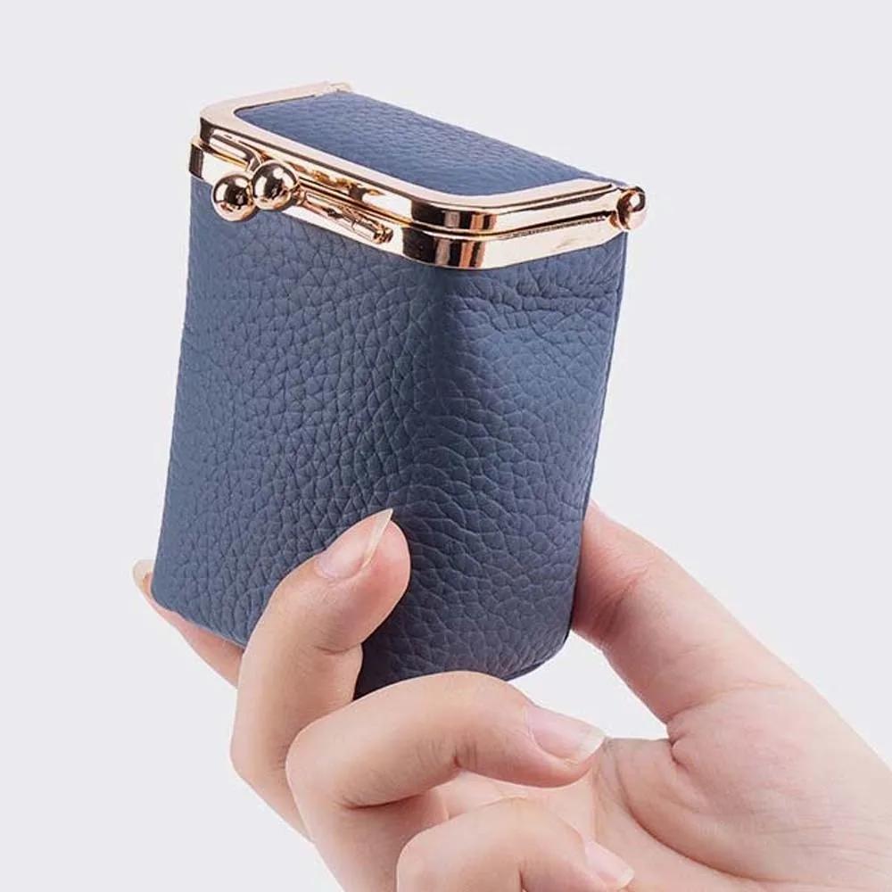 Coin Pouch Portable Kiss Lock Coin Purse with Mirror Pouch Leather Jewelry Bag Classic Anti-splash Water Small Item Bag Ring