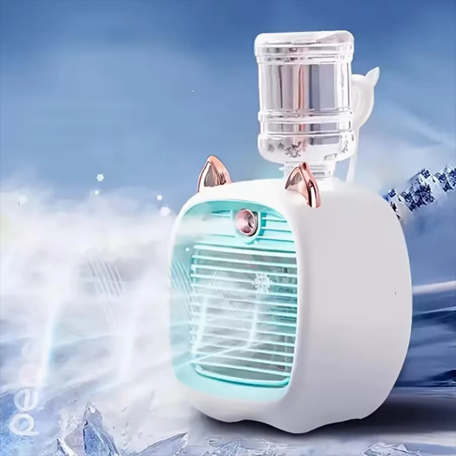 Portable mini air conditioner fan, electricfan, office desk atomization, 1200 mah, 3-speed air conditioner water-cooled fan,USB