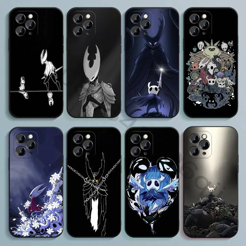 

Hot H-Hollow K-Knight Black Soft TPU Case For iPhone 17 16 15 14 13 12 11 Pro Max Plus E Mini Silicone Phone Cover