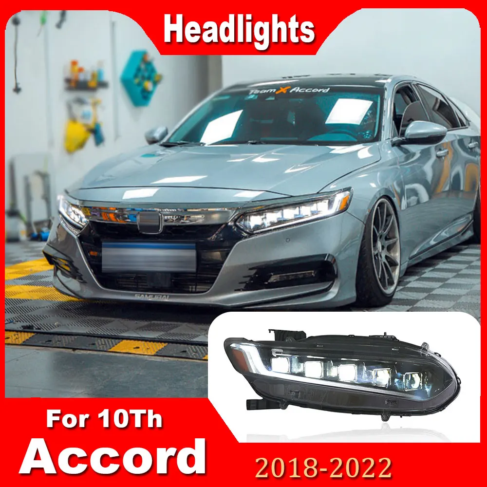 Headlight Assembly Is Suitable for Honda 10th Generation Accord Modified LED five Lens headlamp With Start-Up Animation