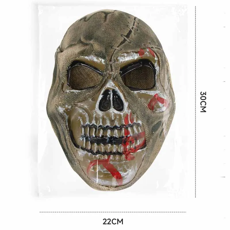Halloween Adult Scary Full Face Skeleton Headgear Horror Scarecrow Mask Cosplay Realistic Masquerade Headwear Haunted Party