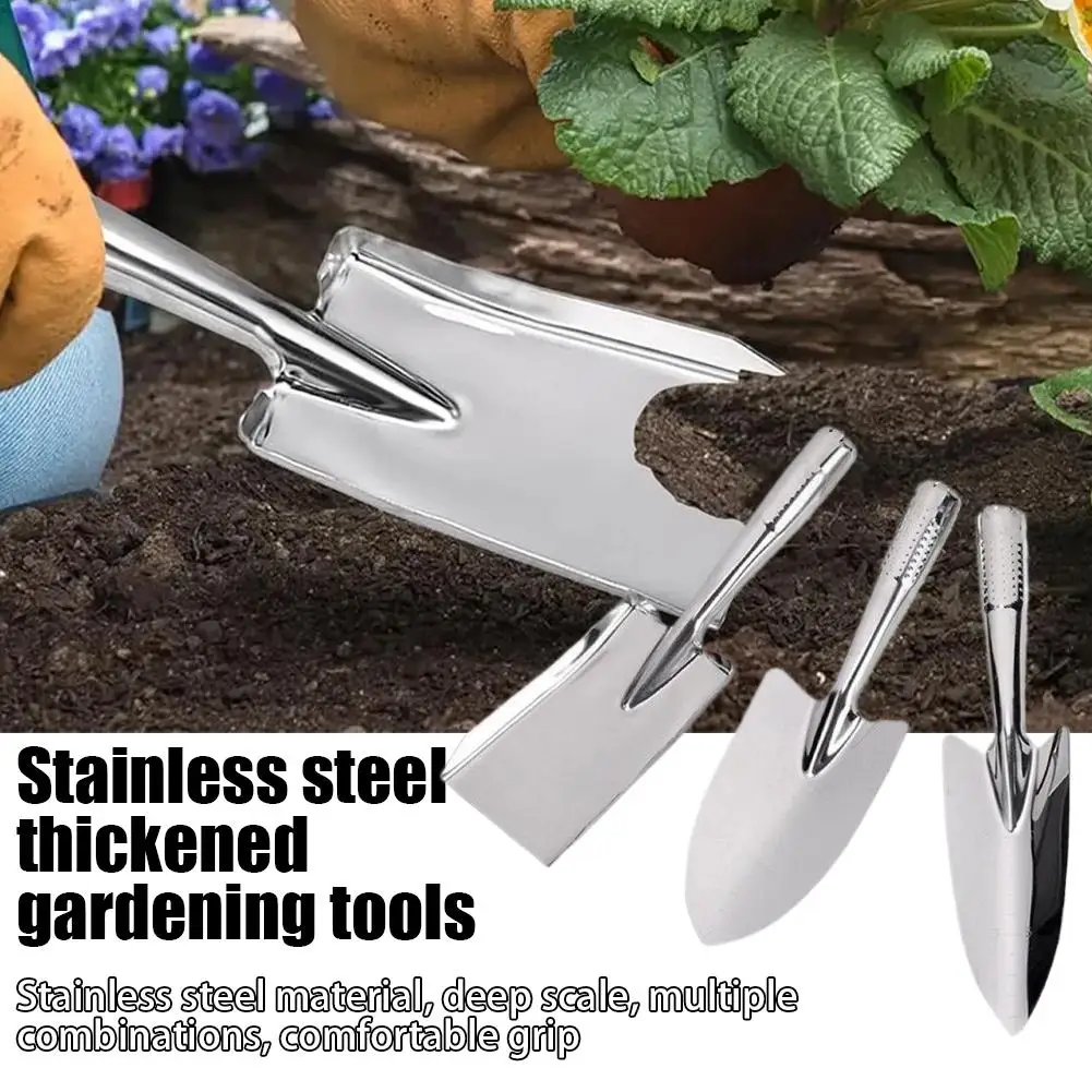 Full Stainless Steel Thickened Gardening Trowel With Scale Shovel For Planting Digging Weeding Heavy Duty Hand Tool Trowels
