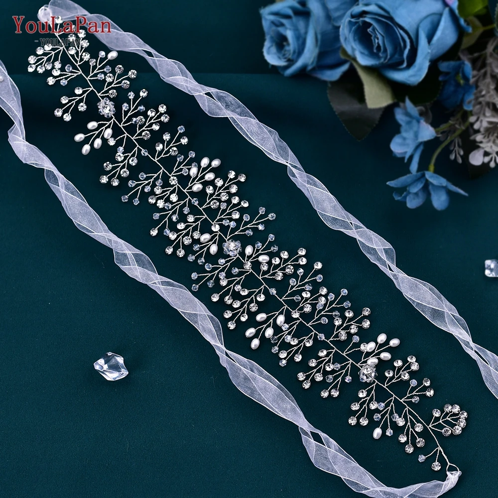 YouLaPan الزفاف الزفاف رائعة حجر الراين الدانتيل عقال المنسوجة يدويا أنيقة السيدات مأدبة الرقص حفلة إكسسوارات الشعر HP10