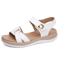 Women Sandals Shoes Leather Ladies Summer Beach Sandals Flat Casual Flip Flop White Gladiator Shoe Plus Small Size - Image 2
