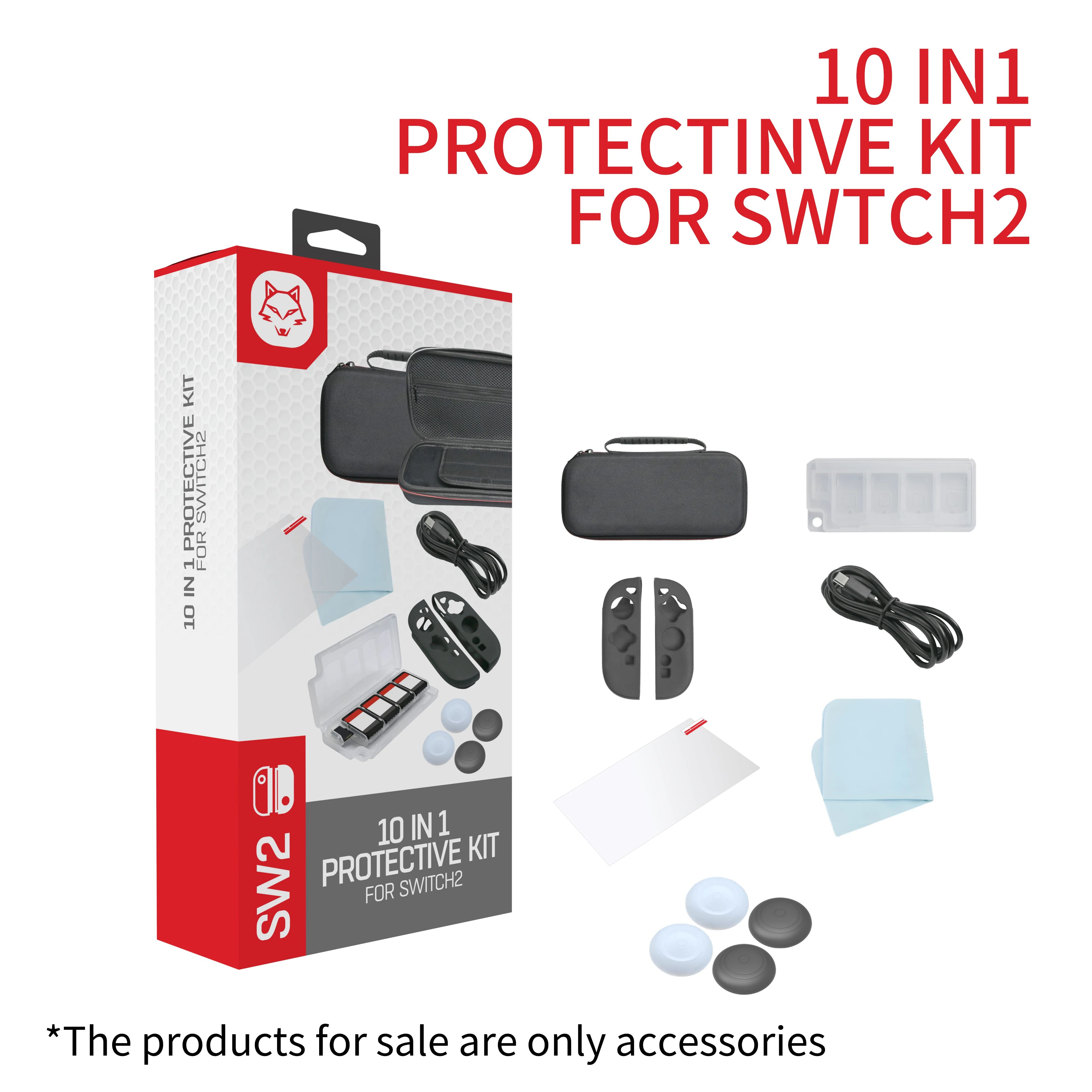 For Switch 2 Console Protection Kit, 10-in-1 Anti-Drop Accessories Set for Switch 2 Console