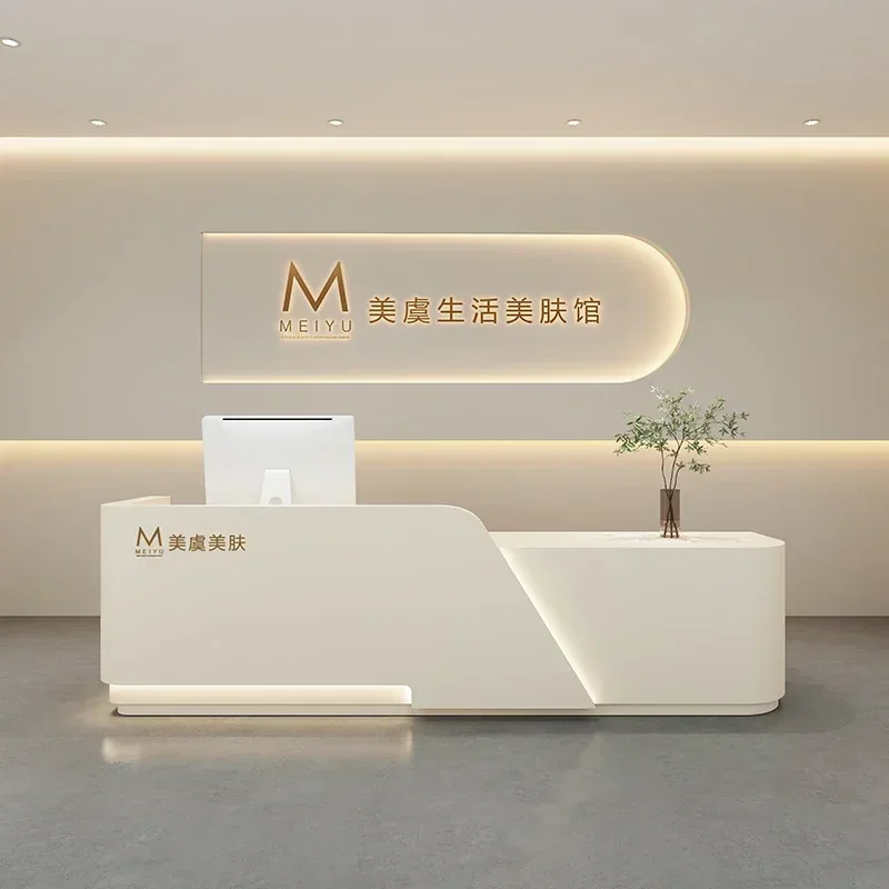 #Organizers Glass Desk Reception Modern Checkout Counter Supermarket Curved Minimalist Hotel Executive Mostrador Unique Furnitur