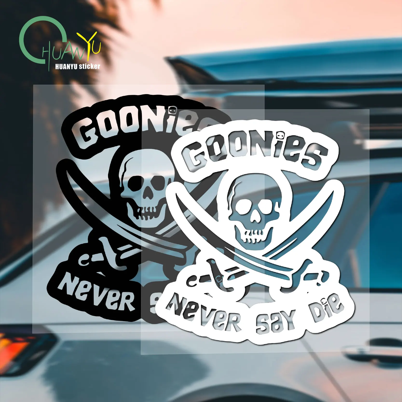 

Never give up skull letter sticker car motorcycle scratch decoration waterproof reflective sticker