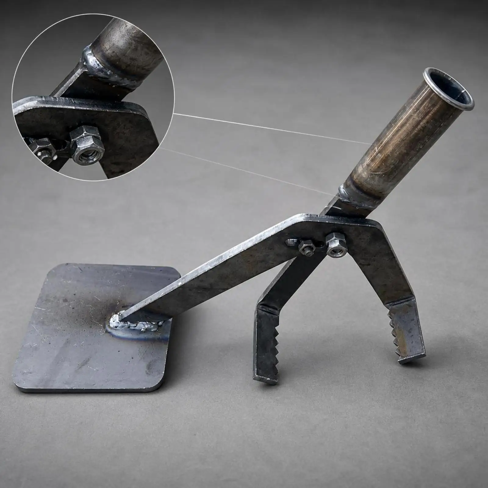 Rotating Crop Pulling Implement for Farm Use Steel Stalk Puller Weed Extractor Tool with Serrated Grip Base Plate