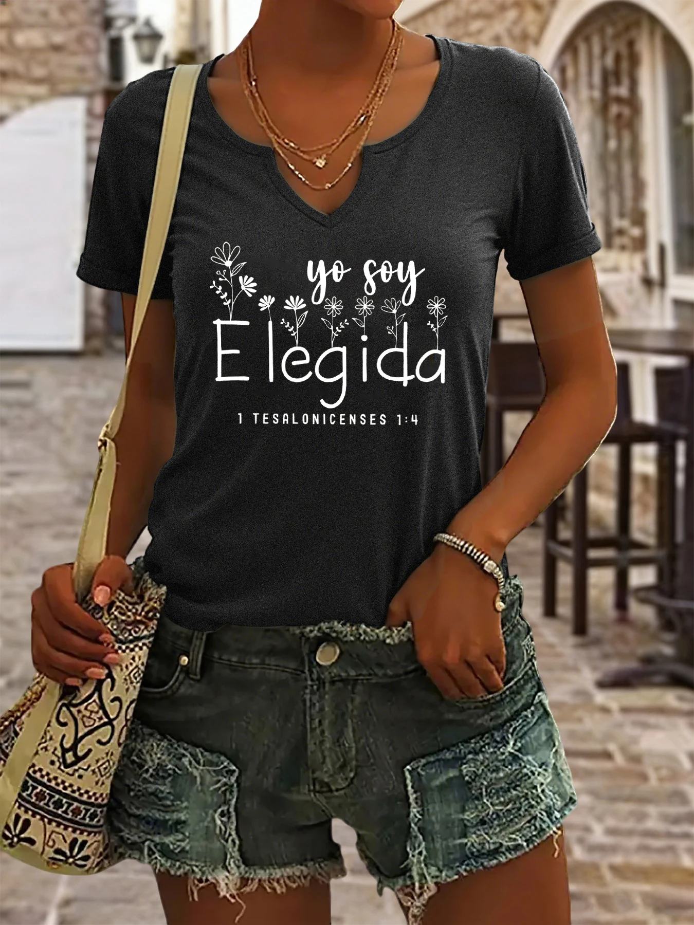 Women's Summer V-Neck Short Sleeve T-Shirt, 