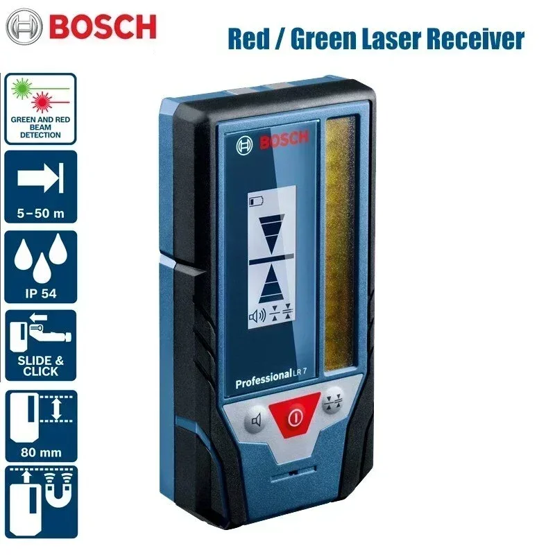 BOSCH LR 7 Laser Receiver Professional Accessories 165 Ft. Red-Beam Line For GCL2-50G GLL3-60xg GLL3-80/80C GLL5-50X Bosch LR7