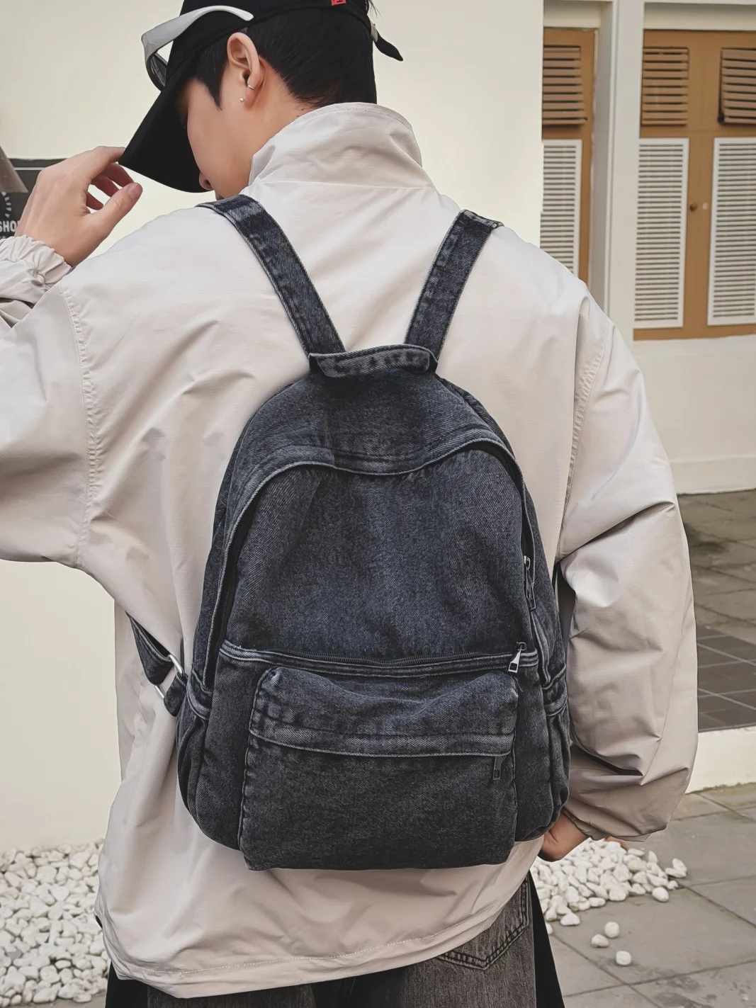 

Ретро-рюкзак из денима и холста, повседневный, для поездок на работу и путешествий, маленький, модный, трендовый, с двумя лямками, для мужчин и женщин, студентов