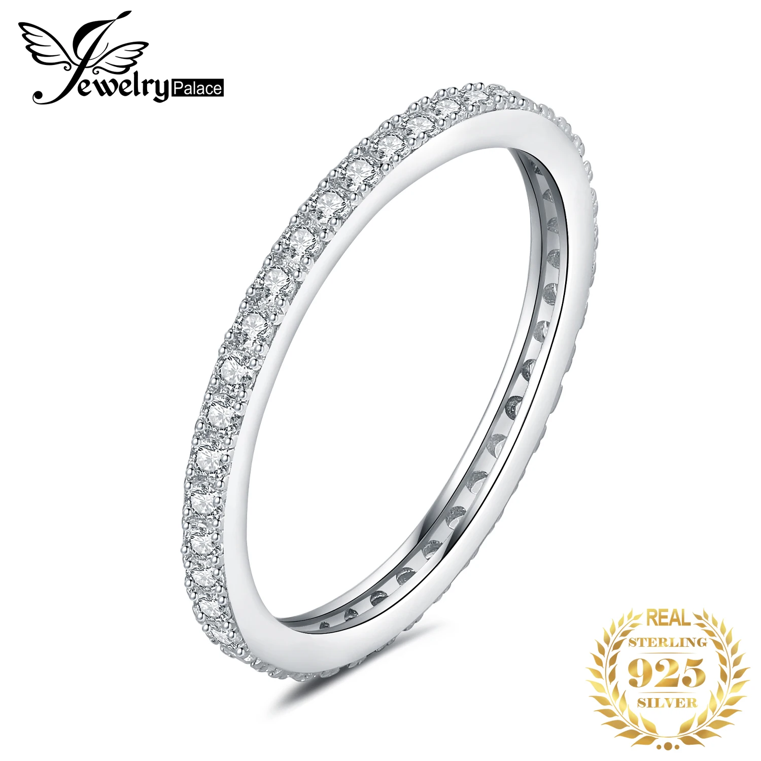 JewelryPalace 5A CZ Eternity Classic 925 Sterling Silver ślubny pierścionek zaręczynowy dla kobiety prezent na rocznicę Fine Jewelry