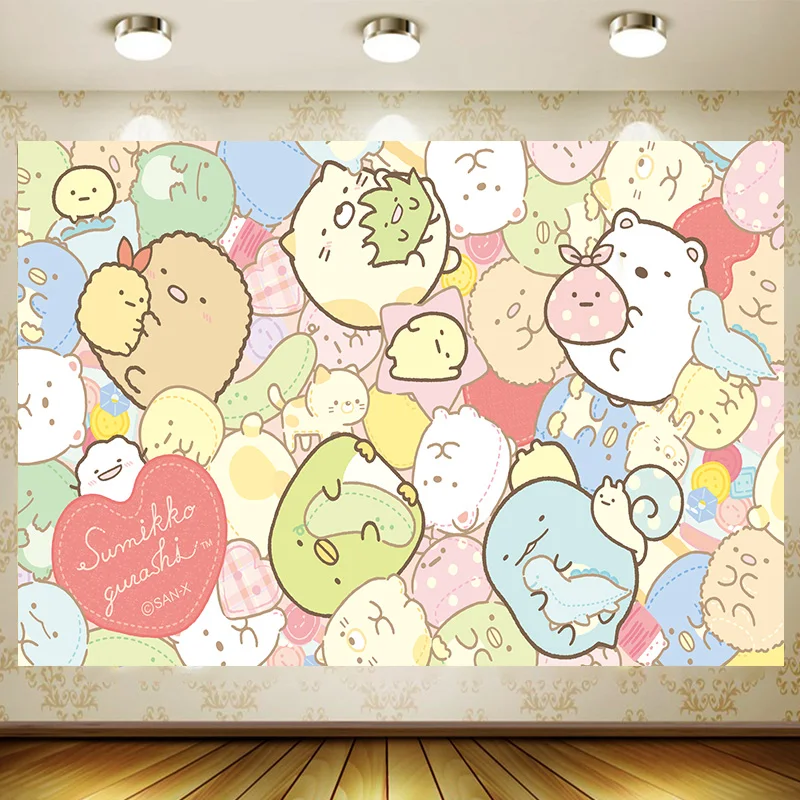 Sumikko Gurashi гер backdrop Birthday Supplies Girl Boy Party Banner Kid Cartoon Decoration Background Photography Baby shower