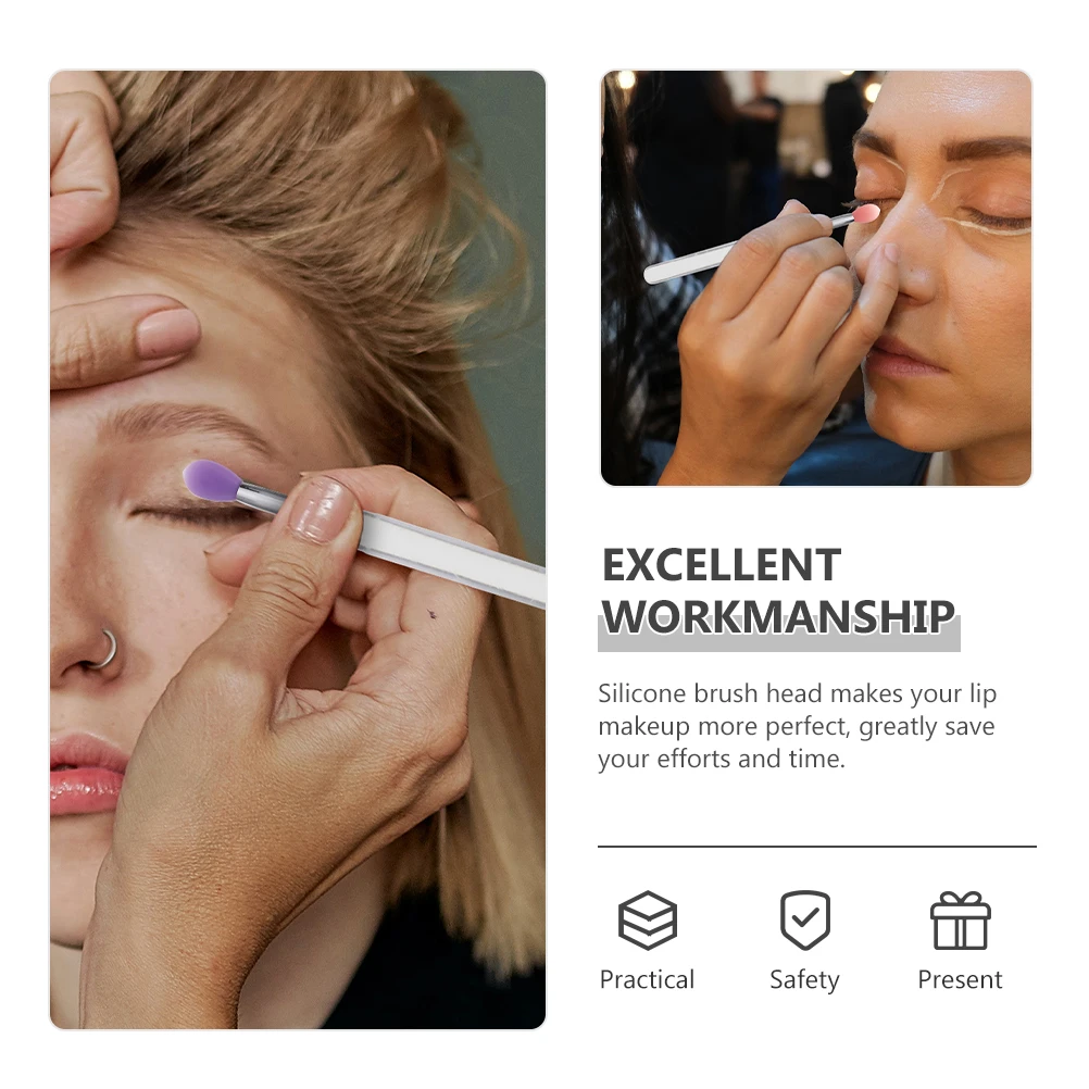 

6Pcs Silicone Lip Brush Easy Clean Reusable Applicator for Lip Mask Gloss Balm Eyeshadow Cream on The Go Tool Lipstick Brush