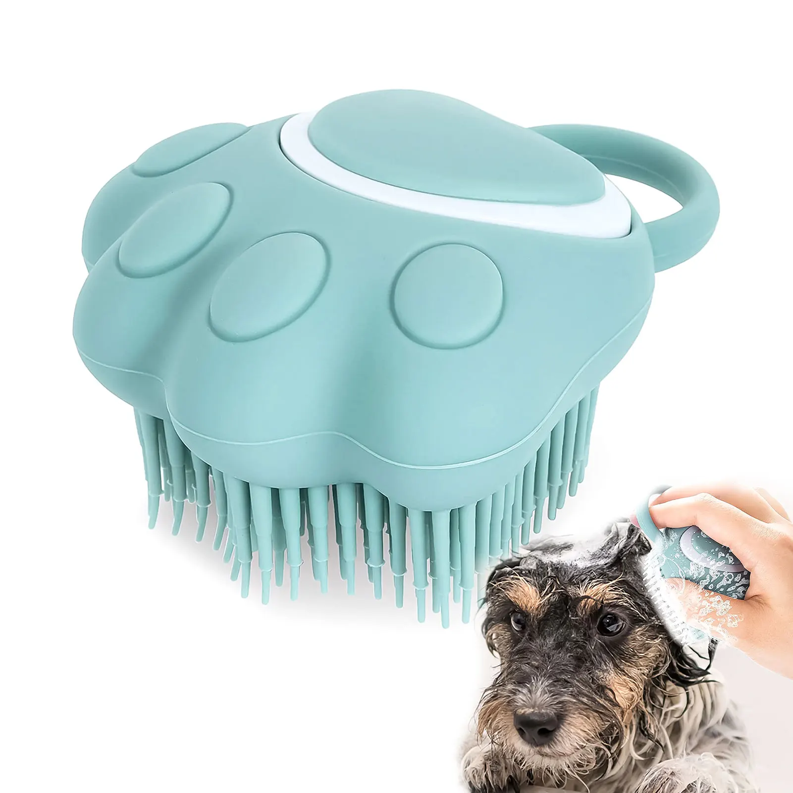 Dog Bath Brush Super Soft Bath Bottle Divider Silicone Shower Brush Body Brush For Dogs And Cats Refillable Shower Gel